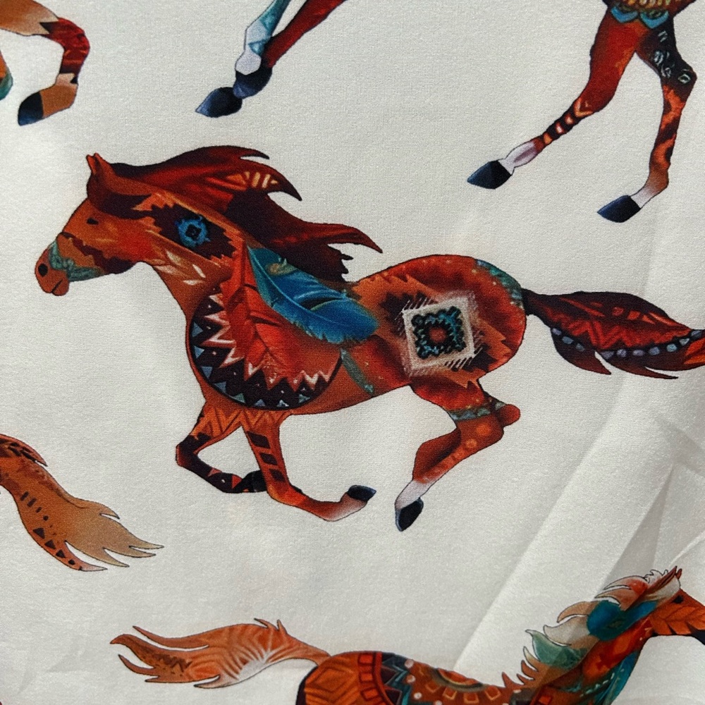 Long sleeve blouse with pretty horse print